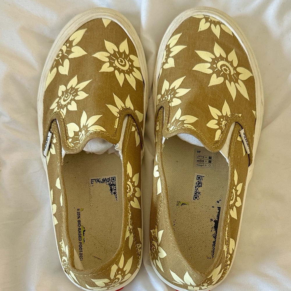 Vans Tan Floral Slip-On Sneakers